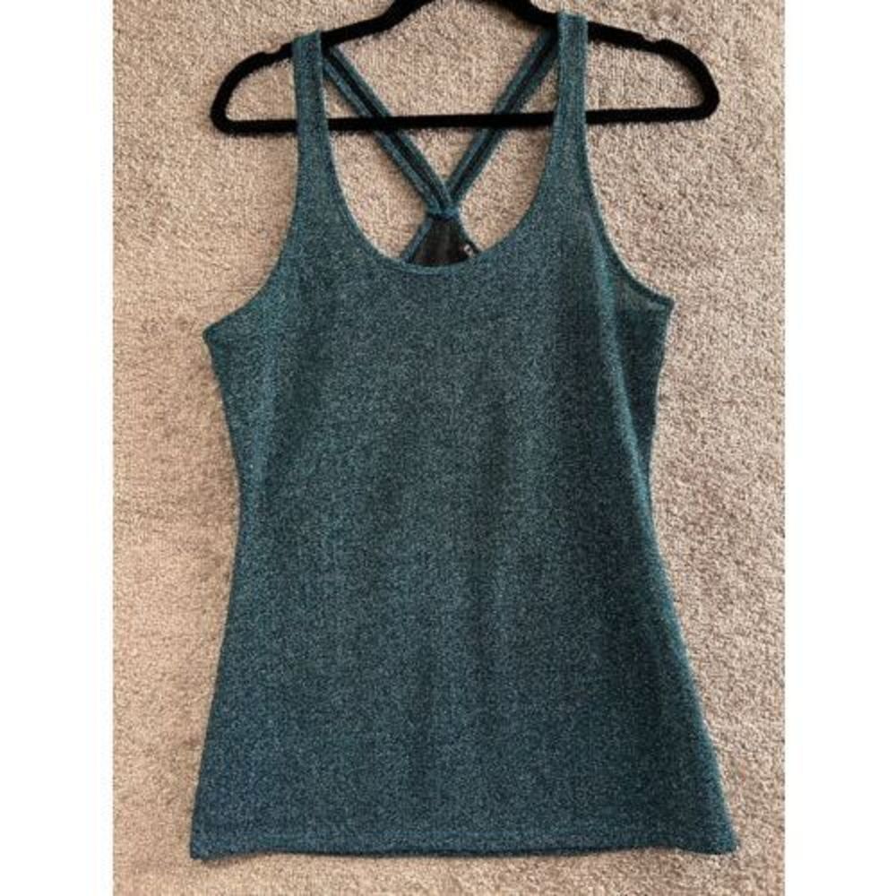 Vintage Y2K 2000s  Metallic Tank Top Shirt Medium Women’s NWT Express Blue